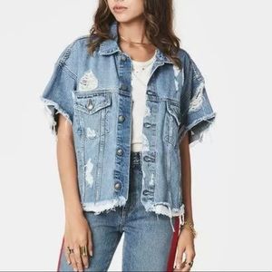 Carmar Oversized Distress Denim Jacket Jean Sz S
